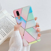 Load image into Gallery viewer, LOVECOM Plating Geometric Marble Phone Case For Huawei P40 Pro P30 P20 Lite Pro Mate 30 20 Lite Glossy Soft IMD Phone Back Cover