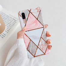 Load image into Gallery viewer, LOVECOM Plating Geometric Marble Phone Case For Huawei P40 Pro P30 P20 Lite Pro Mate 30 20 Lite Glossy Soft IMD Phone Back Cover
