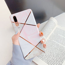 Load image into Gallery viewer, LOVECOM Plating Geometric Marble Phone Case For Huawei P40 Pro P30 P20 Lite Pro Mate 30 20 Lite Glossy Soft IMD Phone Back Cover
