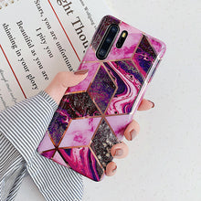 Load image into Gallery viewer, LOVECOM Plating Geometric Marble Phone Case For Huawei P40 Pro P30 P20 Lite Pro Mate 30 20 Lite Glossy Soft IMD Phone Back Cover