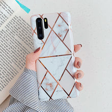 Load image into Gallery viewer, LOVECOM Plating Geometric Marble Phone Case For Huawei P40 Pro P30 P20 Lite Pro Mate 30 20 Lite Glossy Soft IMD Phone Back Cover
