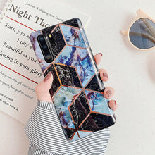 Load image into Gallery viewer, LOVECOM Plating Geometric Marble Phone Case For Huawei P40 Pro P30 P20 Lite Pro Mate 30 20 Lite Glossy Soft IMD Phone Back Cover