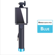 Load image into Gallery viewer, Portable Handheld Extendable Monopod Selfie Stick With Back HD Mirror For iPhone 5 6 Plus Samsung Huawei Sony LG Xiaomi OPPO.