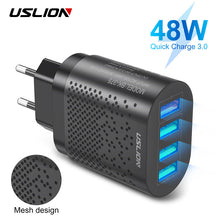 Load image into Gallery viewer, USLION EU/US Plug USB Charger 3A Quik Charge 3.0 Mobile Phone Charger For iPhone 11 Samsung Xiaomi 4 Port 48W Fast Wall Chargers