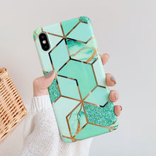 Load image into Gallery viewer, LOVECOM Plating Geometric Marble Phone Case For Huawei P40 Pro P30 P20 Lite Pro Mate 30 20 Lite Glossy Soft IMD Phone Back Cover
