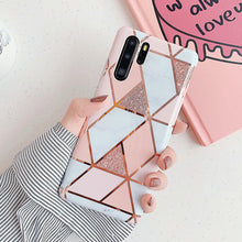 Load image into Gallery viewer, LOVECOM Plating Geometric Marble Phone Case For Huawei P40 Pro P30 P20 Lite Pro Mate 30 20 Lite Glossy Soft IMD Phone Back Cover
