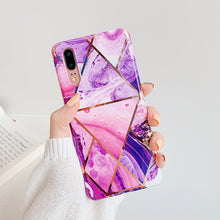 Load image into Gallery viewer, LOVECOM Plating Geometric Marble Phone Case For Huawei P40 Pro P30 P20 Lite Pro Mate 30 20 Lite Glossy Soft IMD Phone Back Cover
