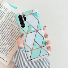 Load image into Gallery viewer, LOVECOM Plating Geometric Marble Phone Case For Huawei P40 Pro P30 P20 Lite Pro Mate 30 20 Lite Glossy Soft IMD Phone Back Cover
