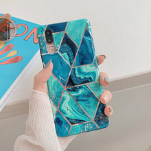 Load image into Gallery viewer, LOVECOM Plating Geometric Marble Phone Case For Huawei P40 Pro P30 P20 Lite Pro Mate 30 20 Lite Glossy Soft IMD Phone Back Cover
