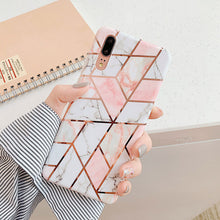 Load image into Gallery viewer, LOVECOM Plating Geometric Marble Phone Case For Huawei P40 Pro P30 P20 Lite Pro Mate 30 20 Lite Glossy Soft IMD Phone Back Cover
