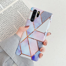 Load image into Gallery viewer, LOVECOM Plating Geometric Marble Phone Case For Huawei P40 Pro P30 P20 Lite Pro Mate 30 20 Lite Glossy Soft IMD Phone Back Cover
