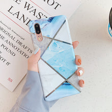 Load image into Gallery viewer, LOVECOM Plating Geometric Marble Phone Case For Huawei P40 Pro P30 P20 Lite Pro Mate 30 20 Lite Glossy Soft IMD Phone Back Cover
