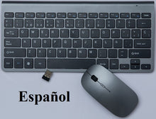 Load image into Gallery viewer, Russian/Spanish/English/Arabic 2.4G Wireless Keyboard and Mouse Combo Mini Multimedia Keyboard Mouse Set For Laptop PC TV Gray
