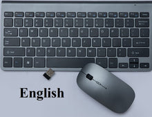 Load image into Gallery viewer, Russian/Spanish/English/Arabic 2.4G Wireless Keyboard and Mouse Combo Mini Multimedia Keyboard Mouse Set For Laptop PC TV Gray

