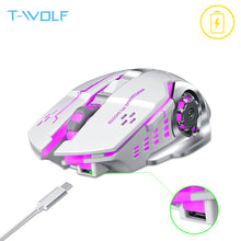 Load image into Gallery viewer, T-WOLF Q13 Rechargeable Wireless Mouse Silent Ergonomic Gaming Mice 6 Keys RGB Backlight 2400 DPI for Laptop Computer Pro Gamer
