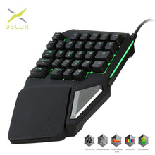 Load image into Gallery viewer, Programmable Keys Delux T9 Pro Single Handed Game keyboard one hand Ergonomic Gaming Keypad For PUBG gun PC Laptop
