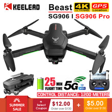 Load image into Gallery viewer, Drone SG906 / SG906 Pro with GPS 4K 5G WIFI 2-axis gimbal Dual camera professional ESC 50X Zoom Brushless Quadcopter RC Dron
