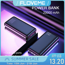Load image into Gallery viewer, FLOVEME Power Bank 20000mAh Portable Charging Poverbank Mobile Phone External Battery Charger Powerbank 20000 mAh for Xiaomi Mi
